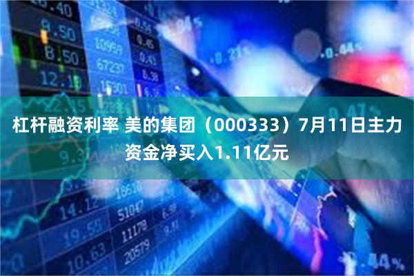 杠杆融资利率 美的集团（000333）7月11日主力资金净买入1.11亿元